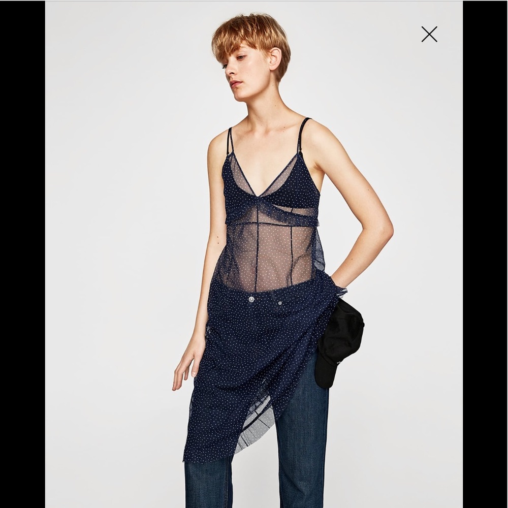 Zara Sheer Polka Dot Cami Dress